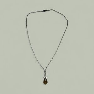 Elegant Sterling Silver Necklace with‎ Whiskey Quartz Pendant